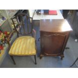 An early 20th century bow front mahogany cabinet on cabriole legs, 83 h x 52cm w and a mahogany