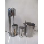 A 1950s/60s chrome milkshake maker whisk with accessories