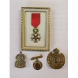 A French miniature medal of Honour together with two Royal engineers badges and an Air Raid