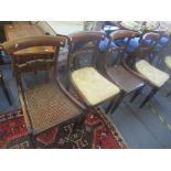 A set of eight William IV rosewood bar back dining chairs having carved splats and cane seats