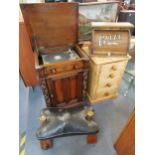 Mixed furniture to include a pine chest of four drawers, a vintage bread bin, a camel stool and an