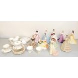 Ten mixed Royal Doulton and Coalport figures to include Meditation,