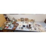A mixed lot to include late 19th/early 20th century photographs and post cards, copper and treen
