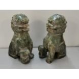 A large pair of Chinese cared soap stone dogs of fo, 30cm high Location: 9:1
