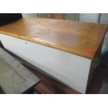 A part painted pine chest, 45cm high x 119cm wide