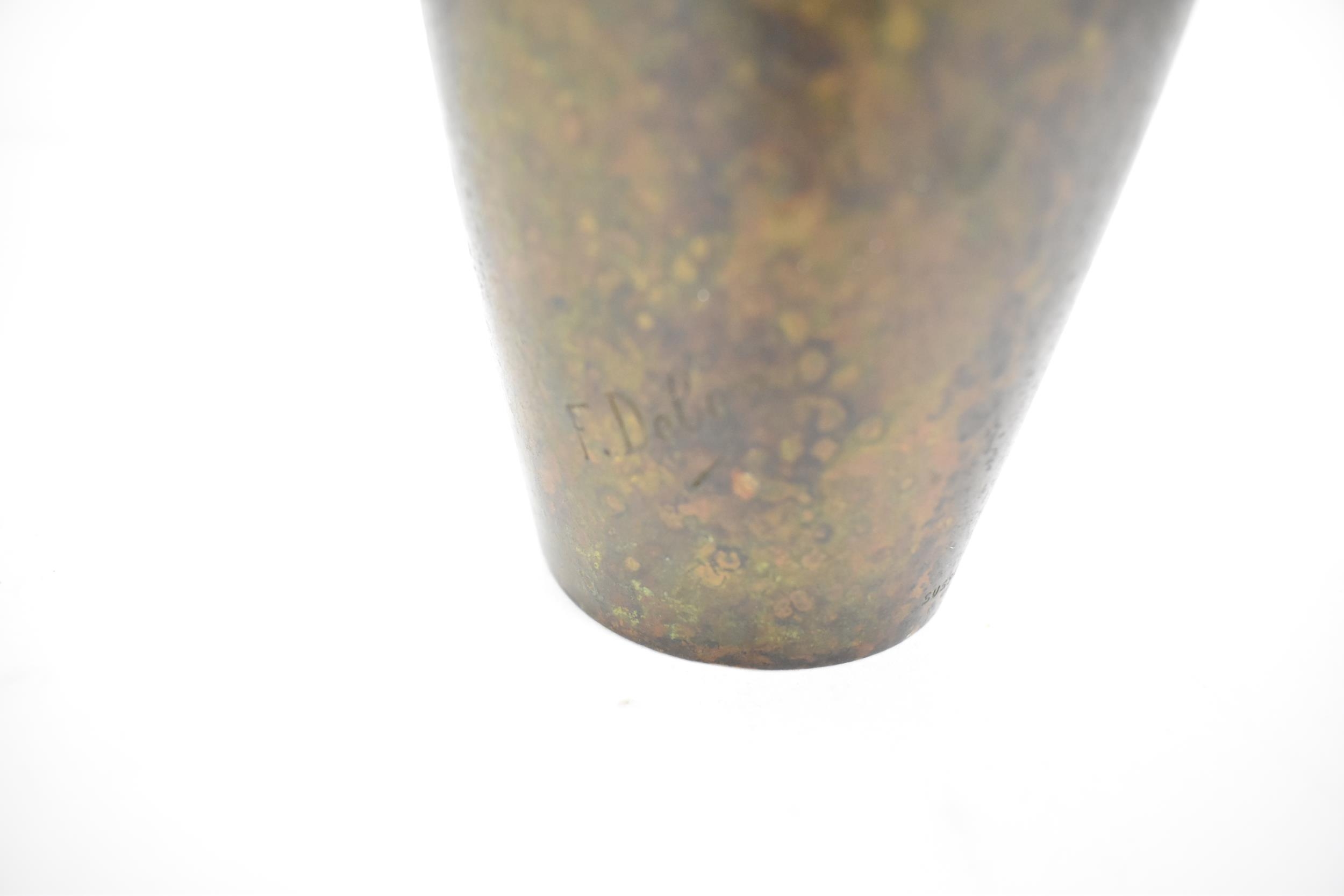 Frederic J Debon, a French Art Nouveau bronze vase with gilt floral and beetle decoration, signed - Image 3 of 5