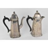 A mid 20th century silver coffee pot and hot water pot, by Edward Barnard & Sons Ltd, London 1945,