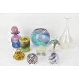 Mixed Art Glass to include Mdina, two Glass Market vases, Nick Moss paperweight, a Warsaw bauble and