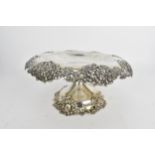 A Tiffany & Co silver tazza having heavy set floral, pierced and c-scroll border and base, inscribed