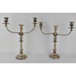 A pair of late 19th/early 20th century silver plated candelabra, each a detachable interchangeable