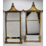 A pair of early 20th century Chinese Chippendale style gilt framed mirrors with pagoda tops,