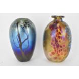 Two Norman Stuart Clarke Art glass vases, the tallest 18cm h, Condition: no damage