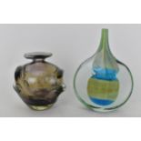 Two Mdina Art glass vases designed by Michael Harris, the tallest, 19cm h. Condition: no damage