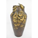 Frederic J Debon, a French Art Nouveau bronze vase with gilt floral and beetle decoration, signed