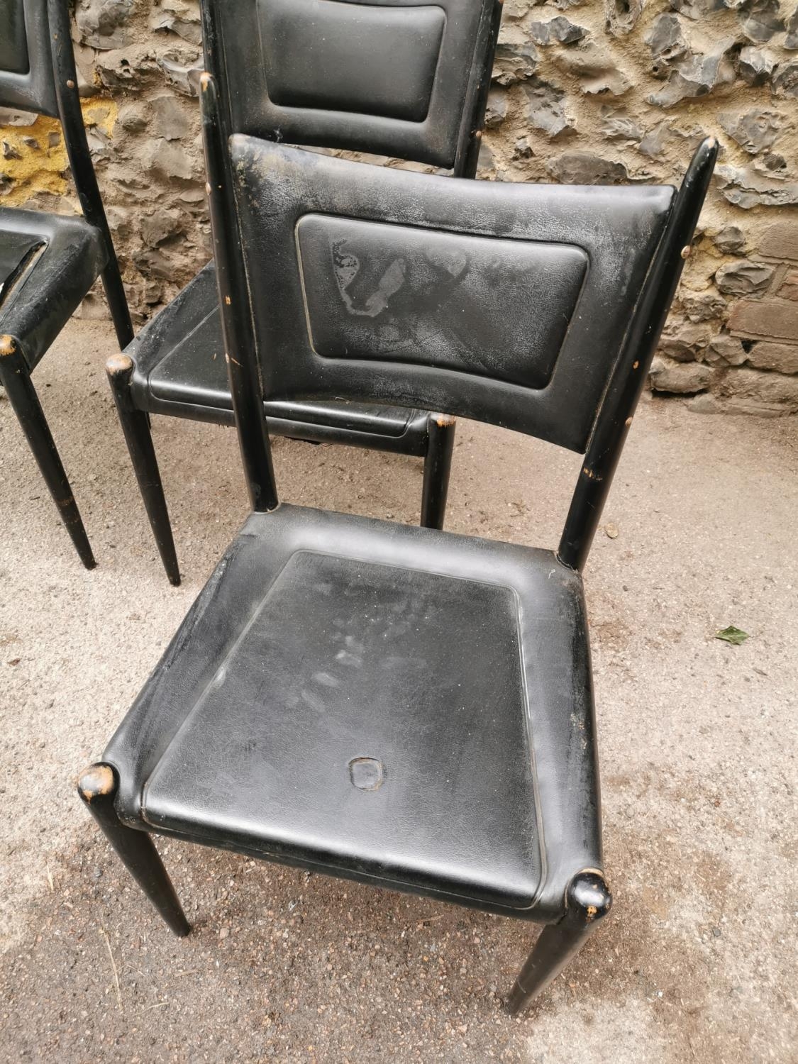 A set of four 1950s G plan E Gomme black vinyl upholstered chairs, model '636' in the Gio Ponti - Image 5 of 6