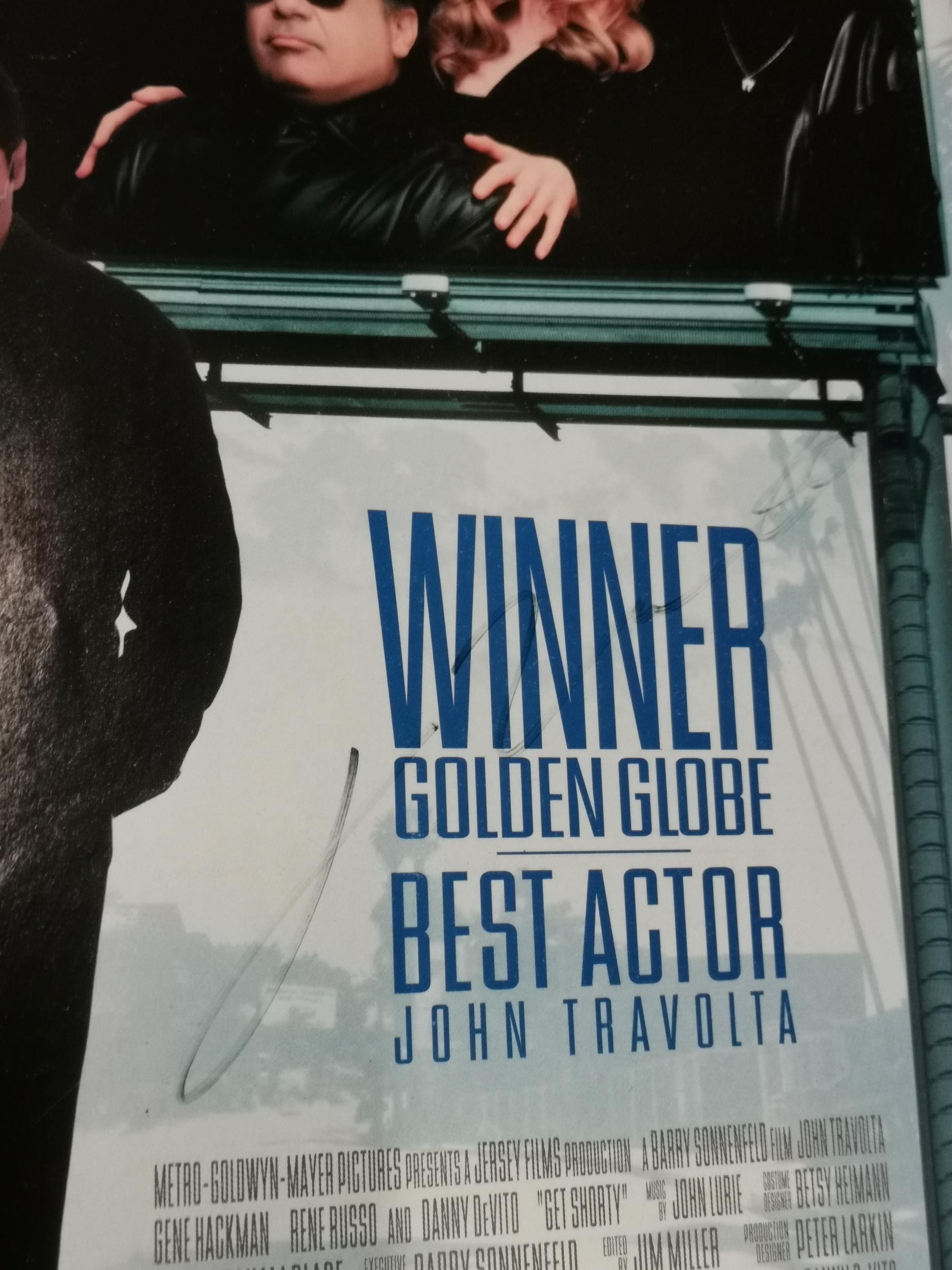A promotional Golden Globe poster for Get Shorty by John Travolta, with certificate Location: 6:1 - Image 2 of 3