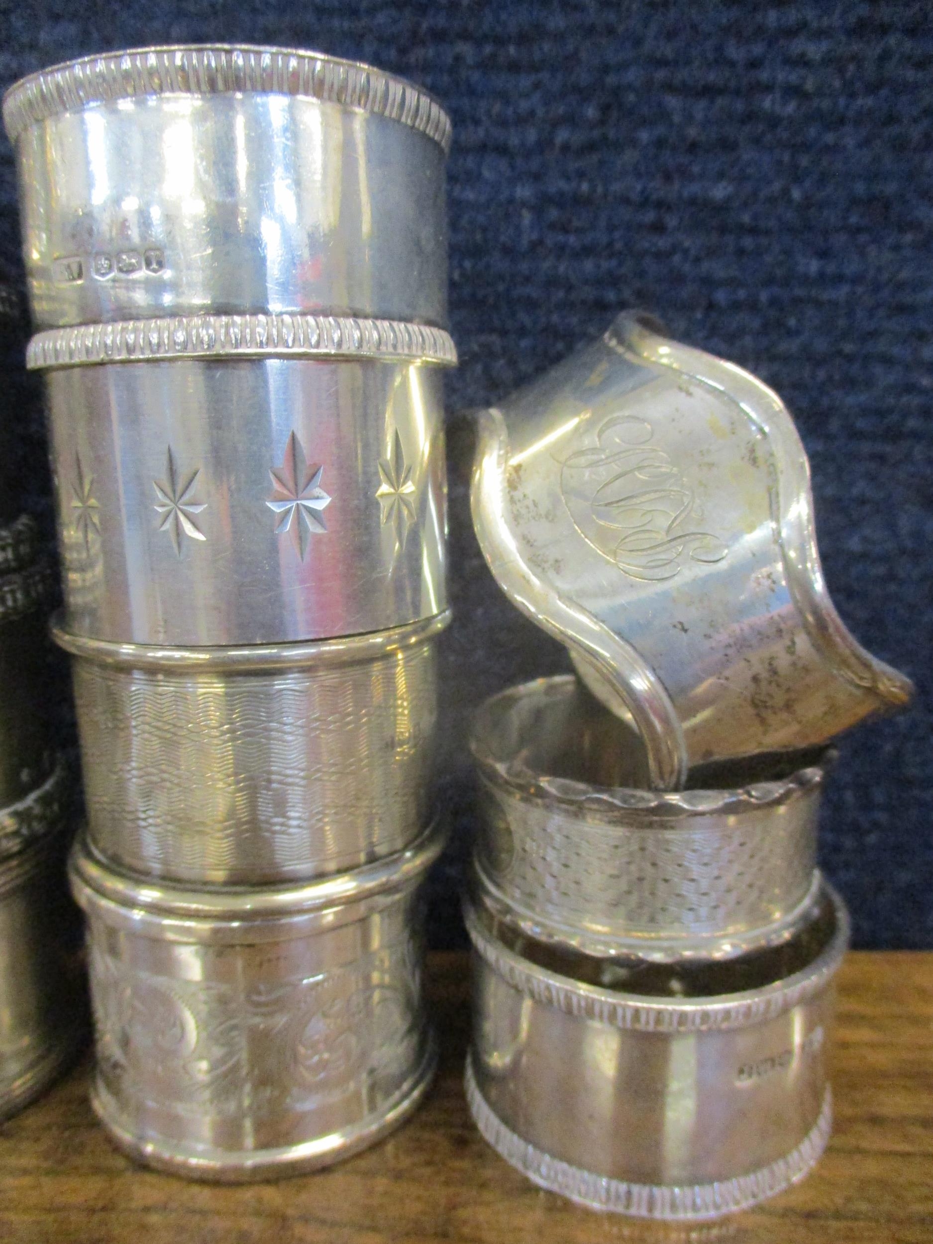 A collection of silver napkin rings, 325g (11 in total) Location: Cab - Image 3 of 4