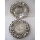 Two American silver dishes, each with embossed ornament, 121g