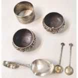 Late 19th and early 20th century silver to include two Edwardian silver salts, a George V silver