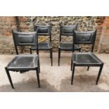 A set of four 1950s G plan E Gomme black vinyl upholstered chairs, model '636' in the Gio Ponti