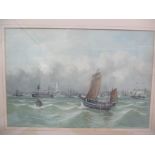 Portsmouth - a pastel depicting a seascape, signed to the lower right corner, 52cm x 35.5cm,
