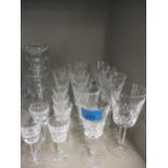 Waterford Lismore pedestal glasses comprising five red wine glasses, 5 port and 6 sherry, together