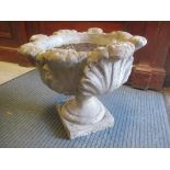 A stoneware garden planter decorated with acanthus leaves, 43cm h x 50cm w