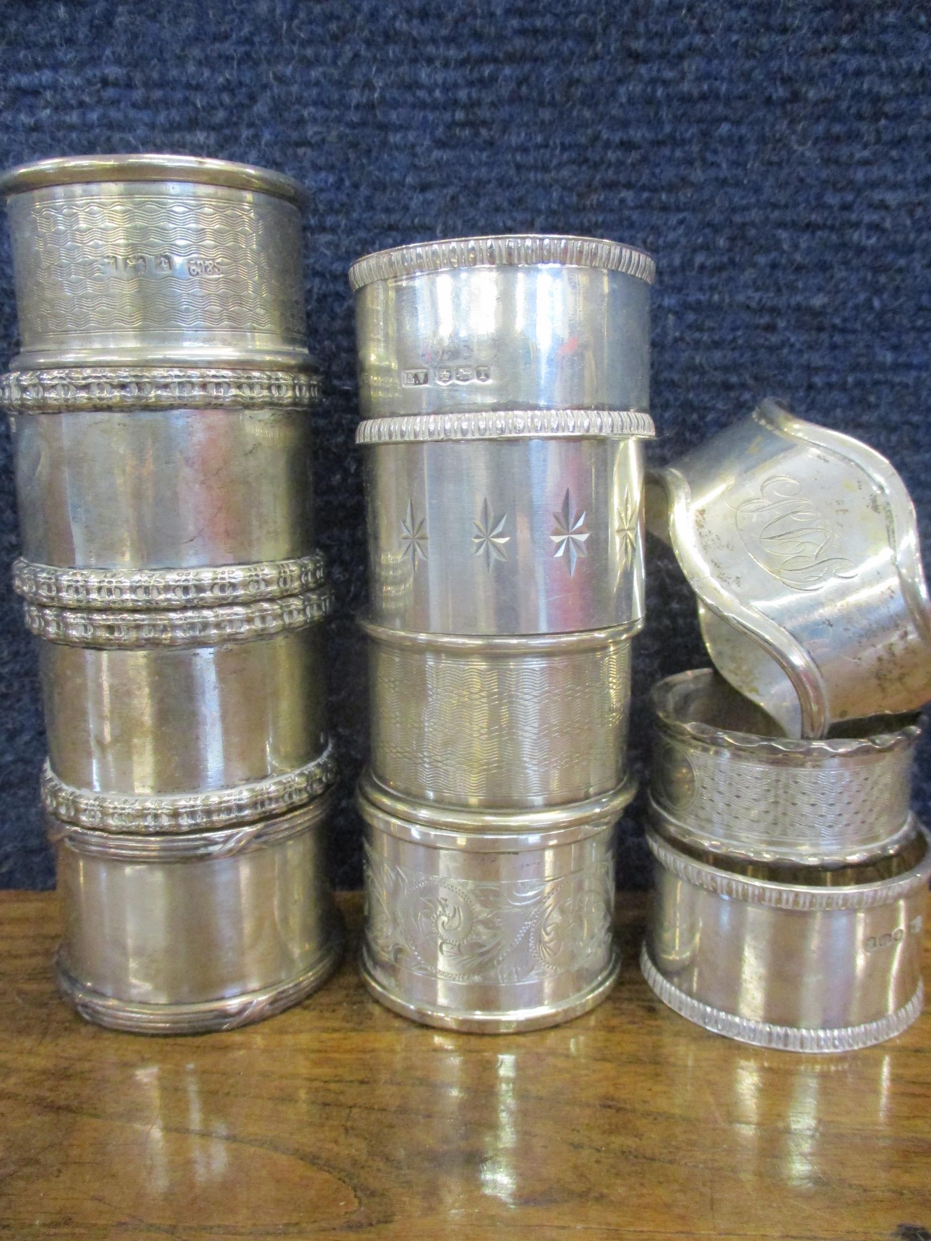 A collection of silver napkin rings, 325g (11 in total) Location: Cab - Image 2 of 4