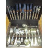 A Newbridge Cutlery silver plated and stainless steel cutlery set in a wooden box, and a Joseph