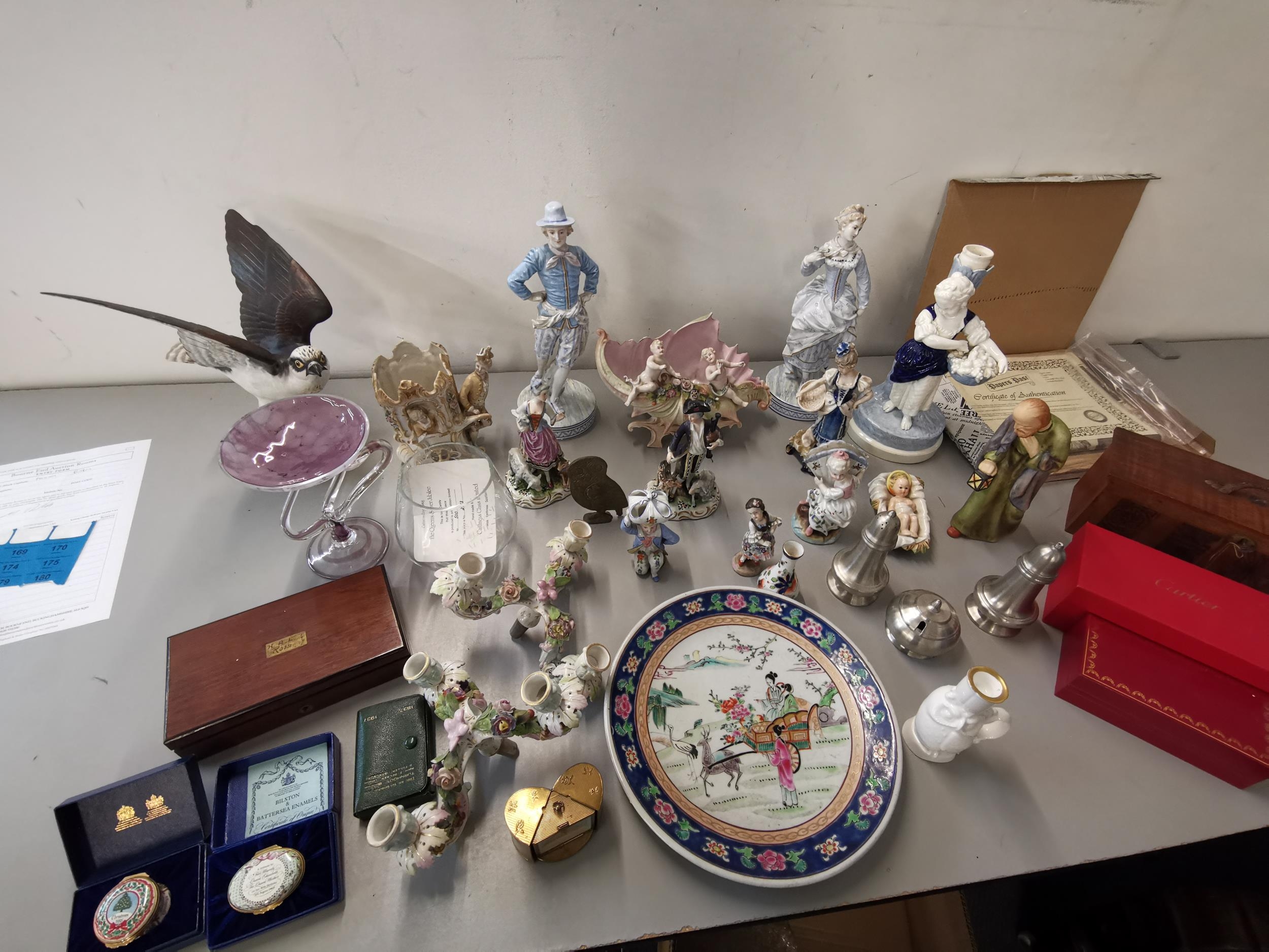 A mixed lot to include 19th century and later porcelain, a Spode 'Osprey', a Copeland Spode