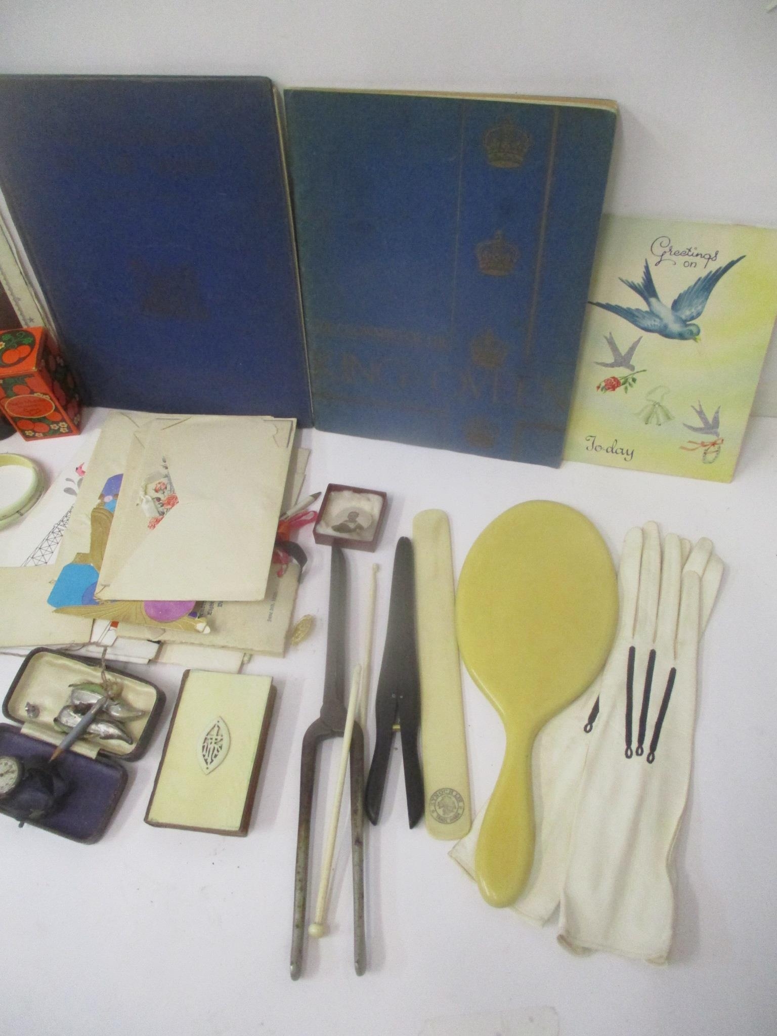 Printed ephemera, and collectables to include greeting cards, glove stretchers, hair tongs and - Image 2 of 3