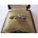 An 18ct gold and plait-soldered three stone diamond ring, total weight 2.19g Location: Cab