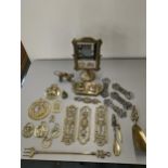 Brassware to include a swing mirror, ink stand, door furniture etc Location: 6.6