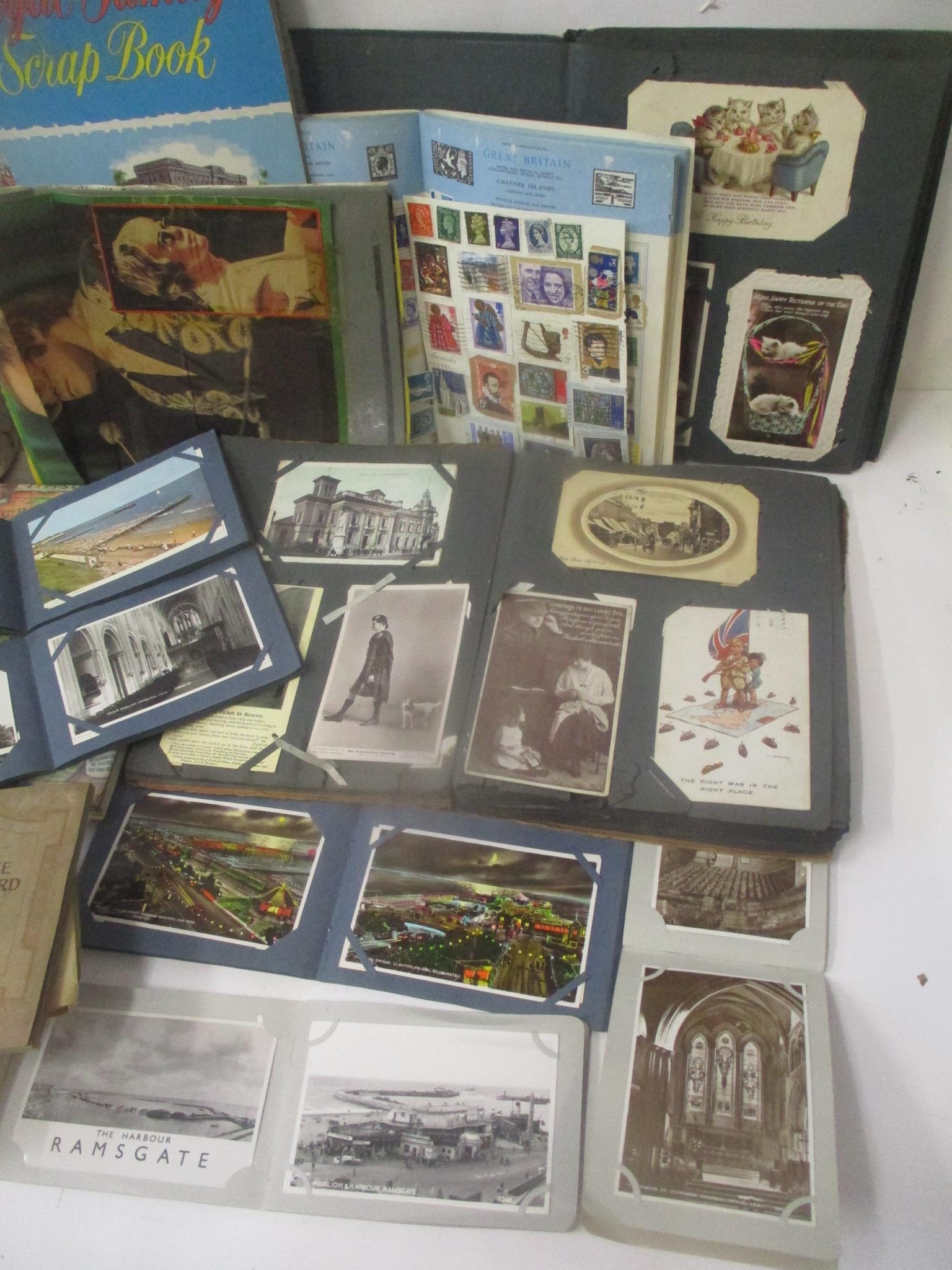 A mixed lot to include postcards, cigarette cards, stamps and scrap albums - Image 2 of 3