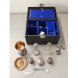 A silver plated communion set Location: port