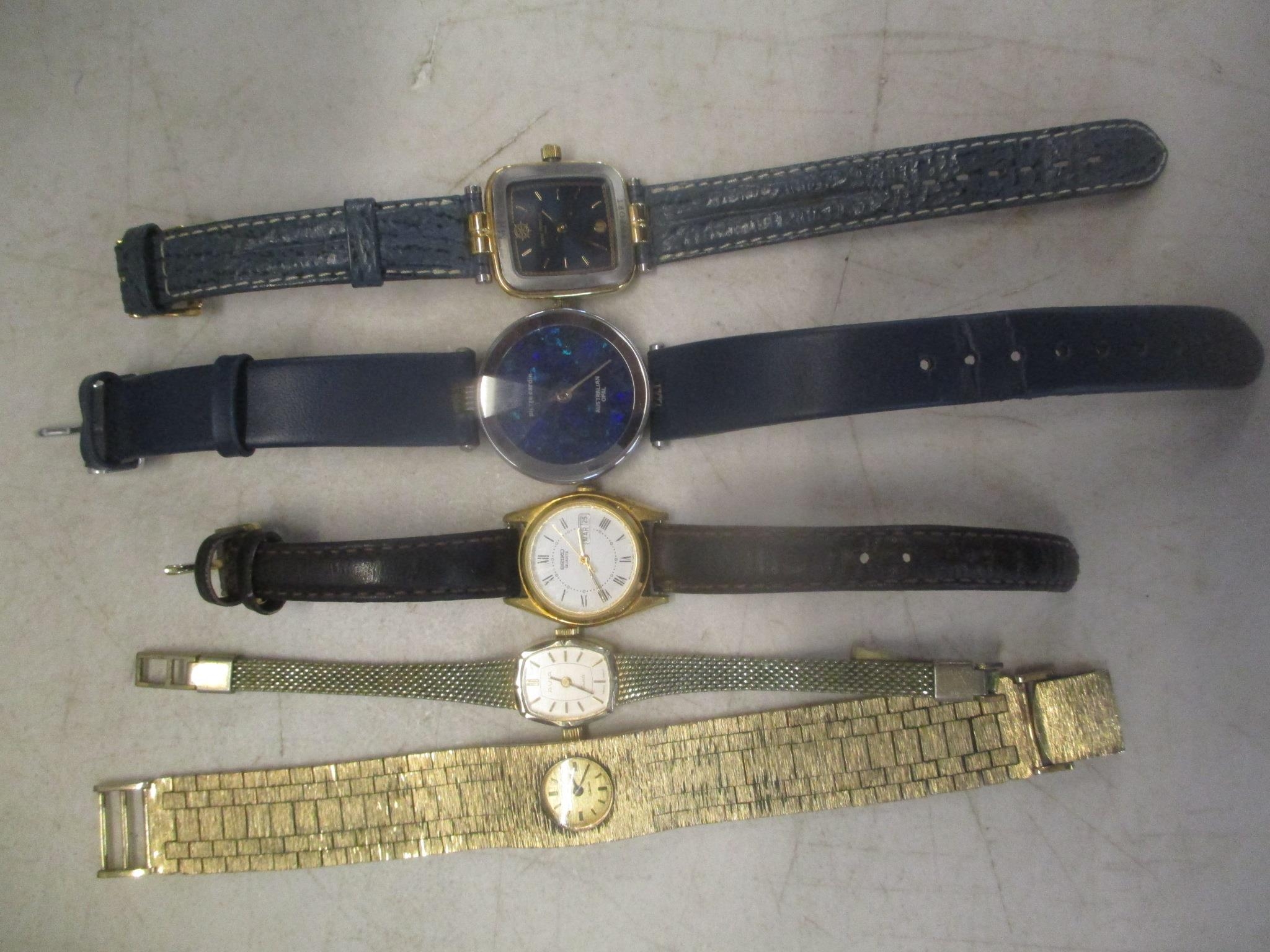 Five wristwatches to include a Pierre Cardin Australian opal, a Rotary, a Michel Herbelin, a Seiko - Image 2 of 2