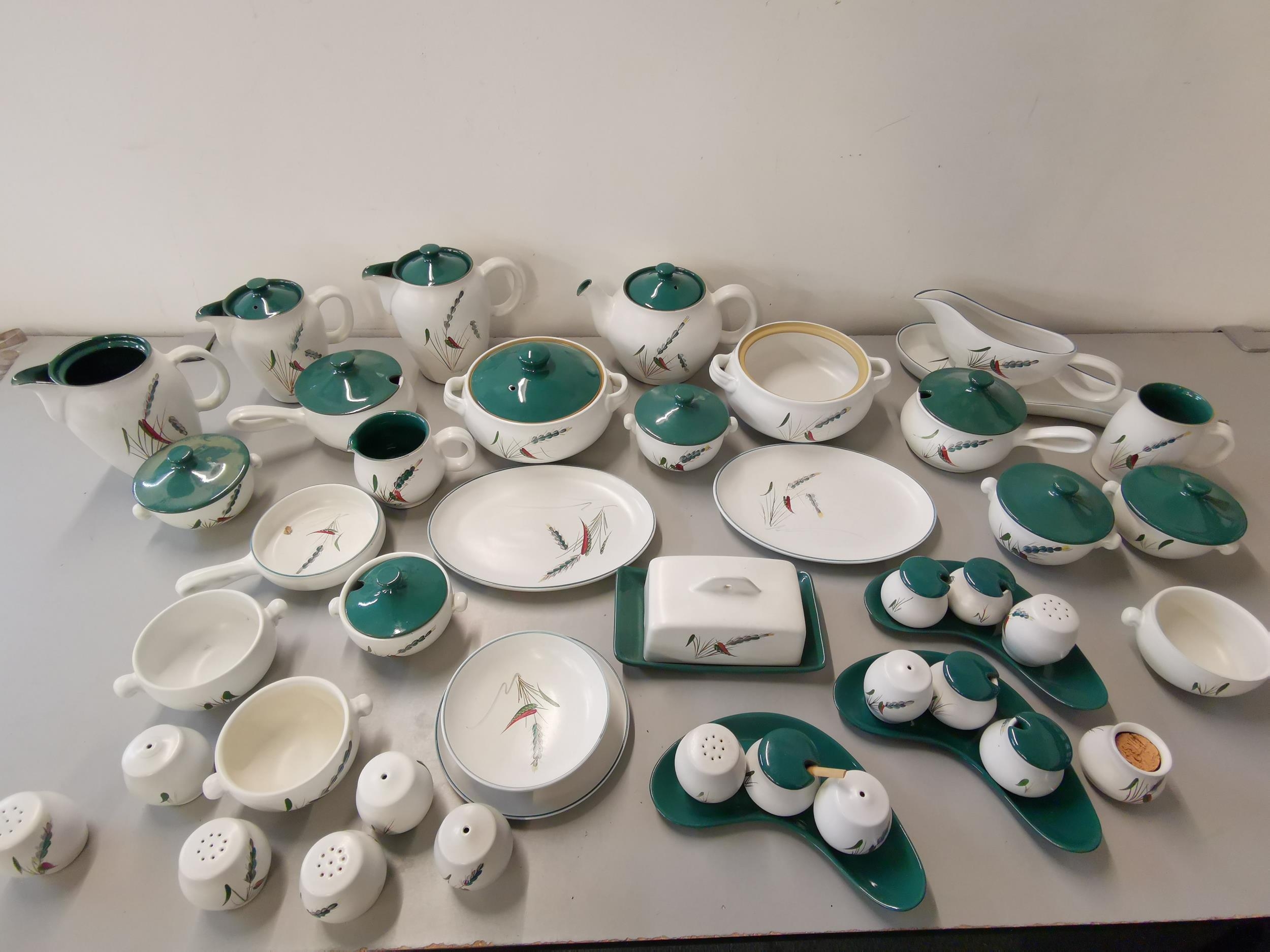 A quantity of Denby stoneware crockery with green wheat design signed Albert Colledge Location: LWB