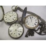 Three pocket watches to include a late 19th century silver cased watch