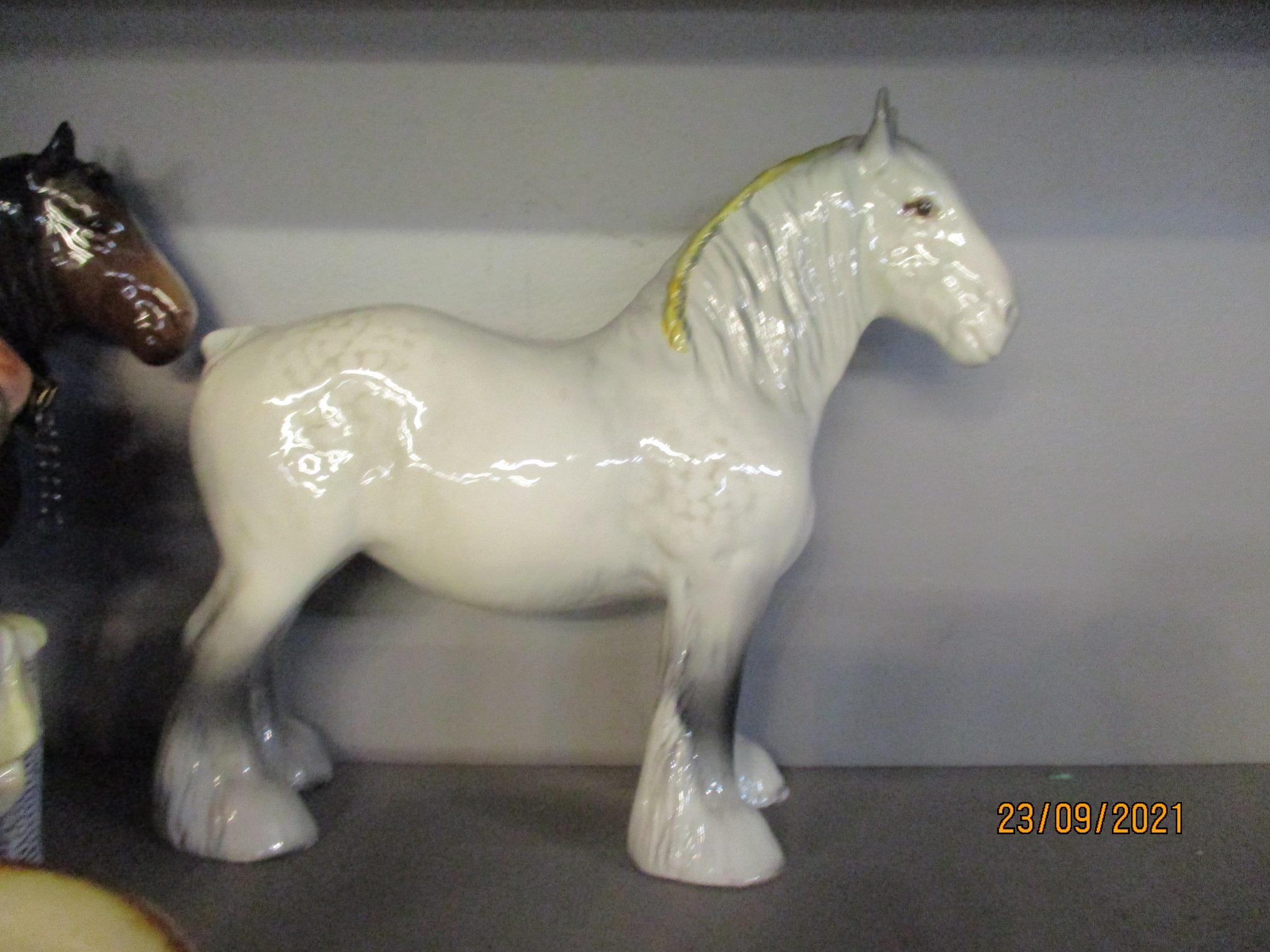 A group of Royal Doulton and Beswick ceramics to include Falstaff HN2054 and a Beswick shire horse - Image 2 of 2