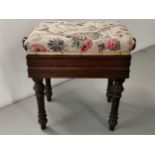 An Edwardian mahogany adjustable piano stool stamped H Brooks and Co Location: BR