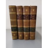 Four leather bound volumes of The History and Antiquities of Buckingham by Lipscombe dated 1847