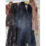 A vintage Leon Haase dark brown fur coat, 42"Chest 46"Long together with an M & Michael black beaver