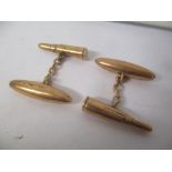 A pair of 9ct gold cufflinks fashioned as bullets 3.4g