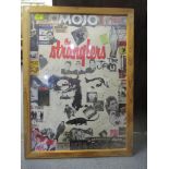 A framed and glazed Stranglers music poster with a montage of cut out magazine pictures, Wembley