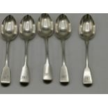 A set of five Victorian silver teaspoons by Robert Williams 79g Location: Cab