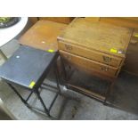 Early 20th century oak furniture to include a two-drawer side table and two occasional tables