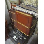 A mixed lot to include a military chest containing mixed books, two trunks, a fire screen and a blue