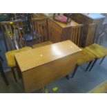 A mid 20th century retro G-plan teak gateleg table 73.5h x 91cm w and a set of six G-plan chairs