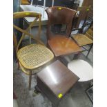 Small furniture to include a Brights of Nettlebed mahogany chair, an Ercol painted reduced stool,