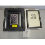 A framed Craven Dunnill & Co Jackfield portrait tile of Joseph Chamberlain, along with a framed